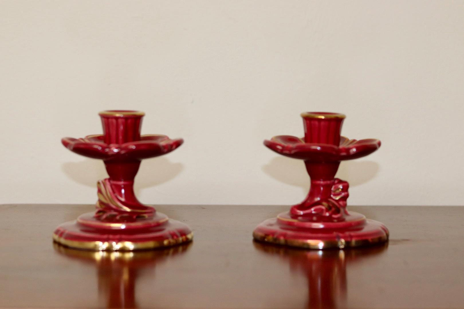 Pair of Vintage Swedish Ceramic Candleholders