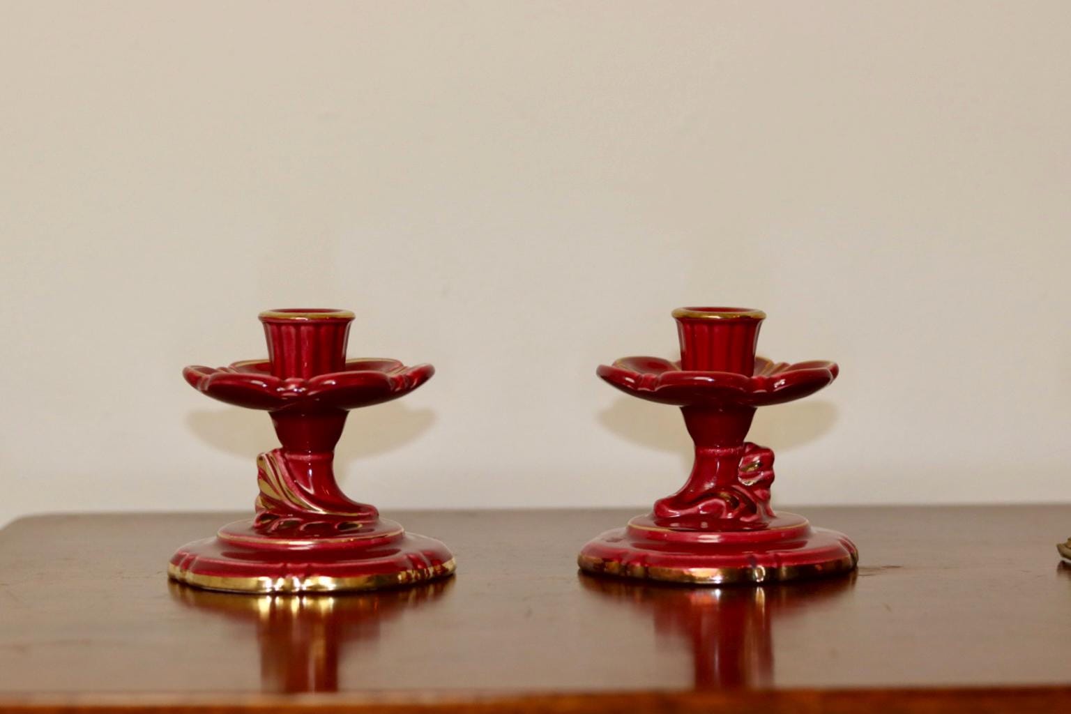 Pair of Vintage Swedish Ceramic Candleholders