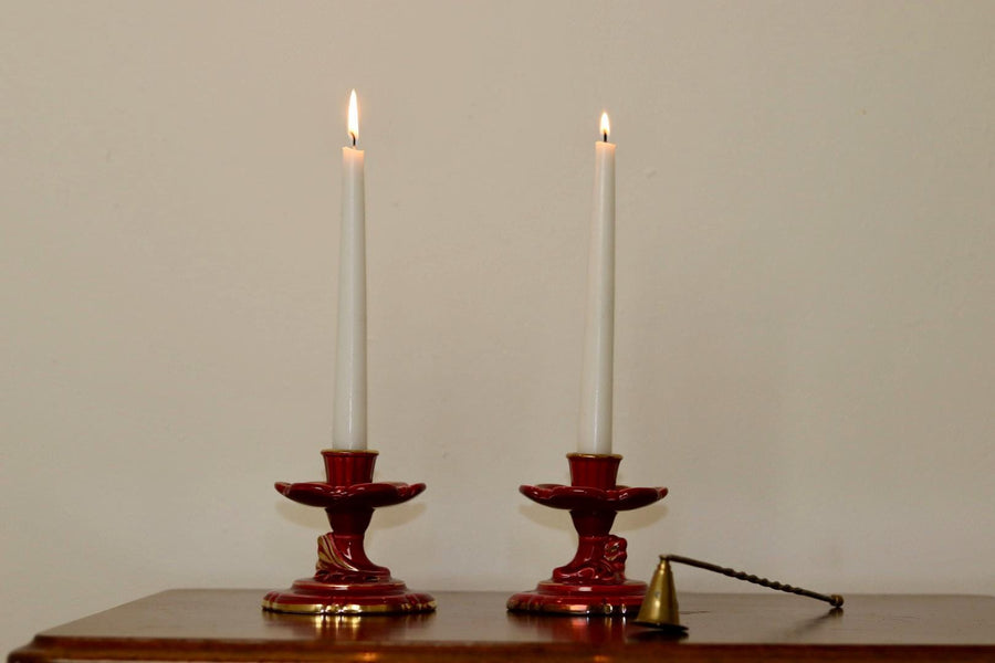 Pair of Vintage Swedish Ceramic Candleholders