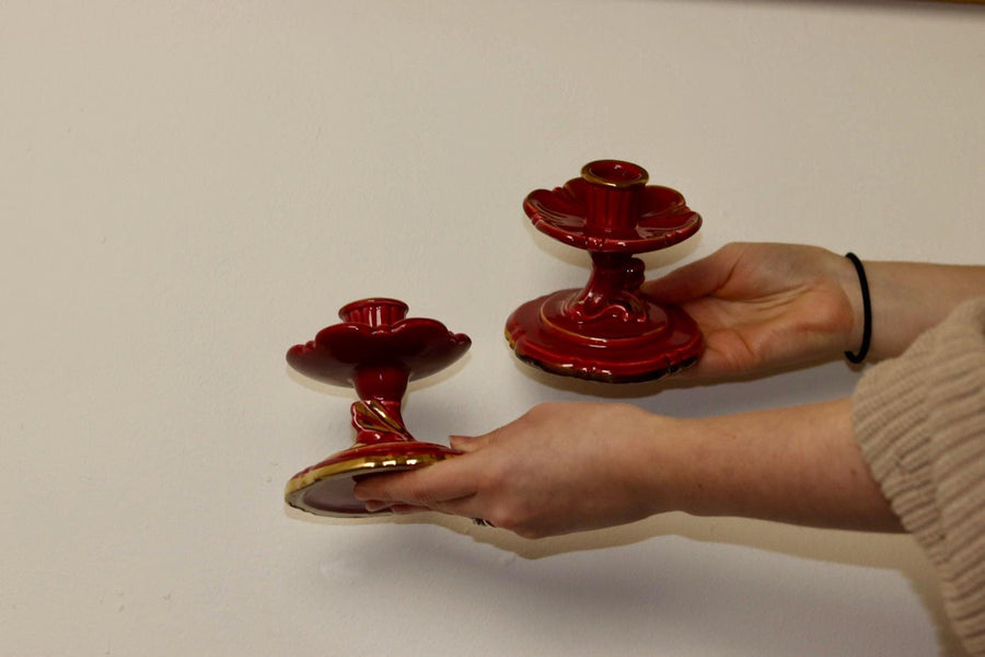 Pair of Vintage Swedish Ceramic Candleholders