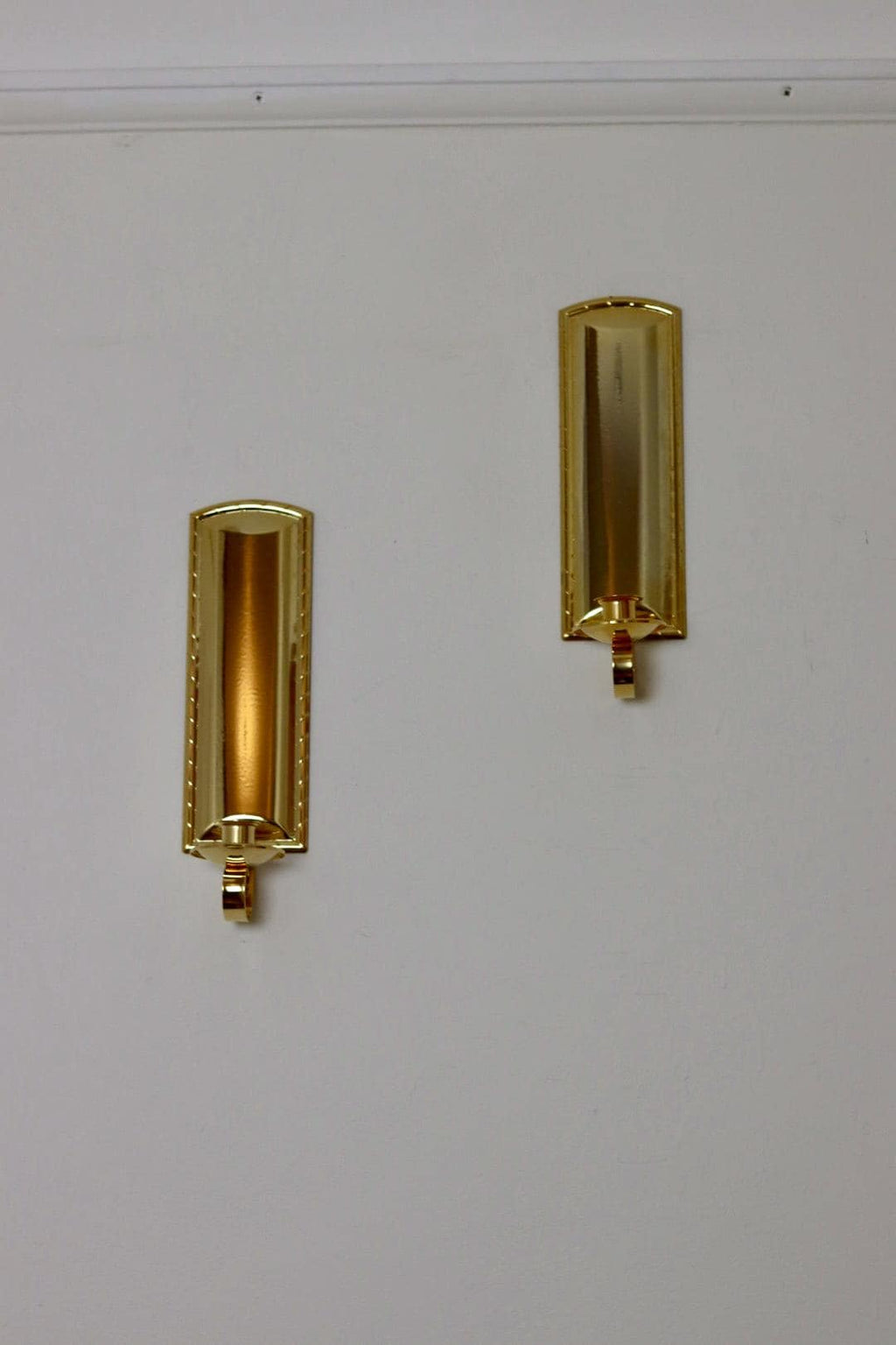 Pair Of Mid Century Style 24K Swedish Brass Sconces by Scandia