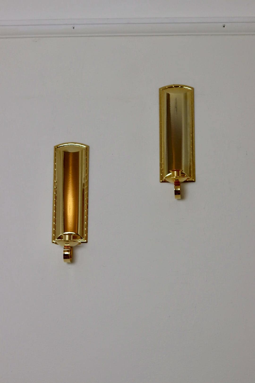 Pair Of Mid Century Style 24K Swedish Brass Sconces by Scandia