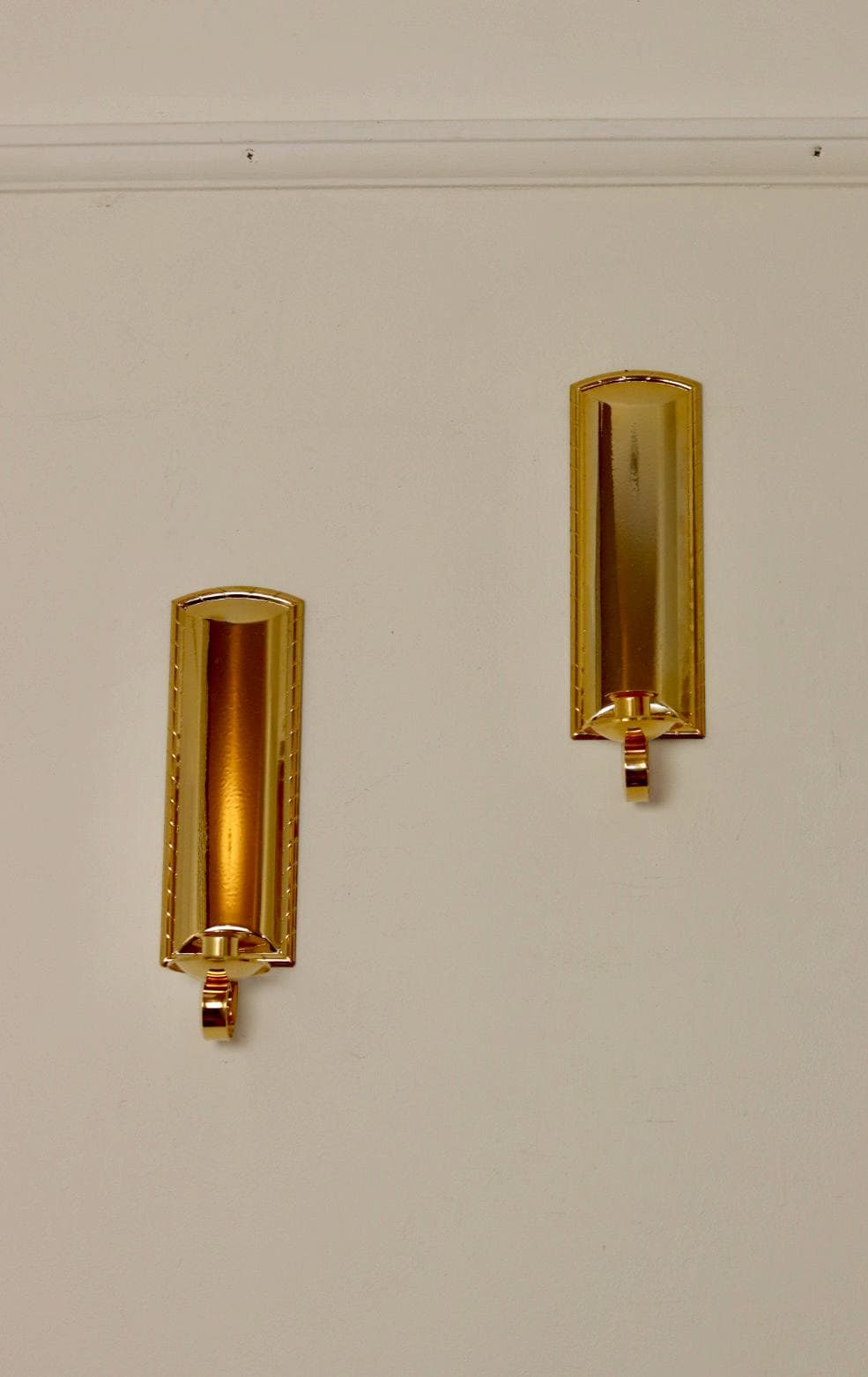 Pair Of Mid Century Style 24K Swedish Brass Sconces by Scandia