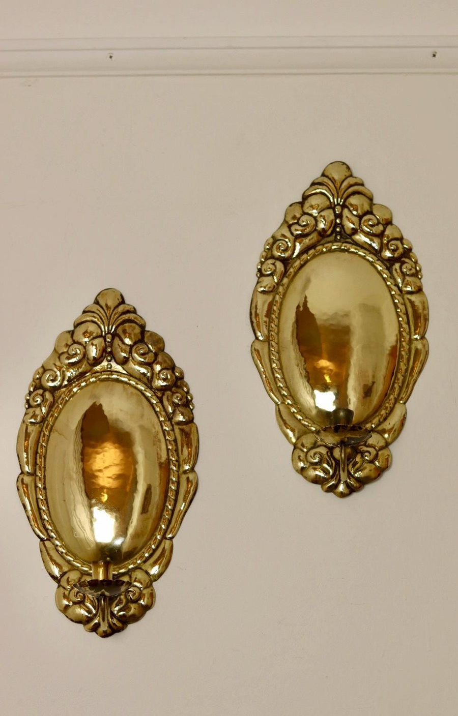 Pair Of Mid Century Swedish Brass Sconces