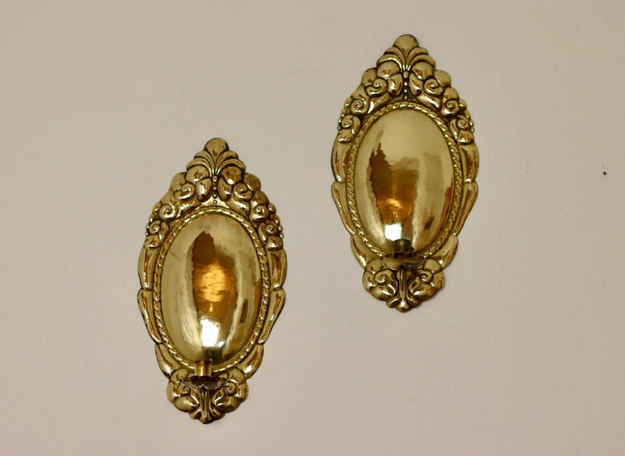 Pair Of Mid Century Swedish Brass Sconces