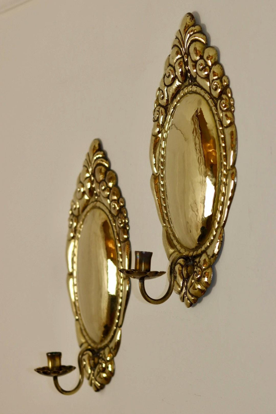 Pair Of Mid Century Swedish Brass Sconces