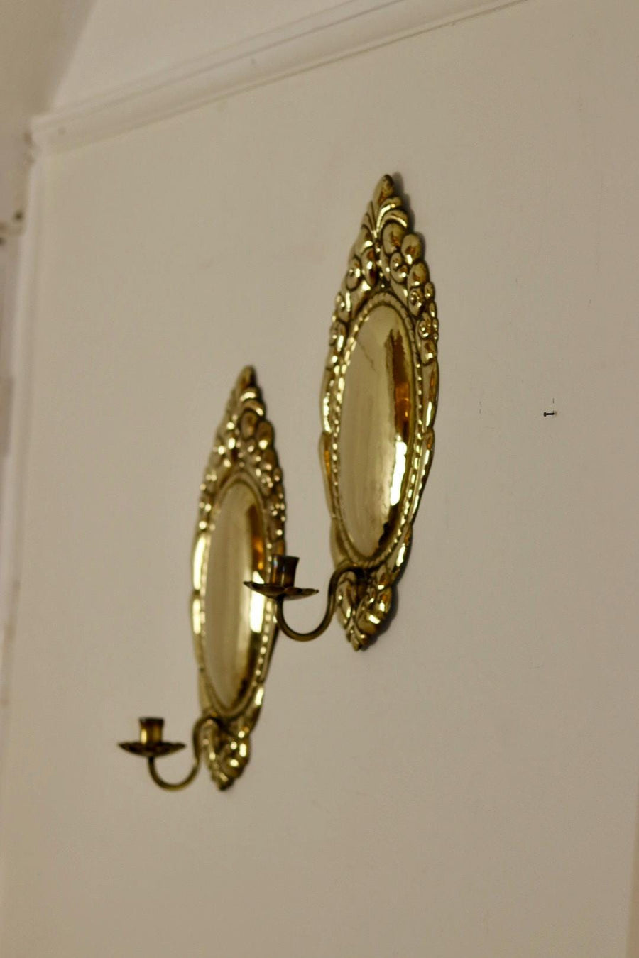 Pair Of Mid Century Swedish Brass Sconces