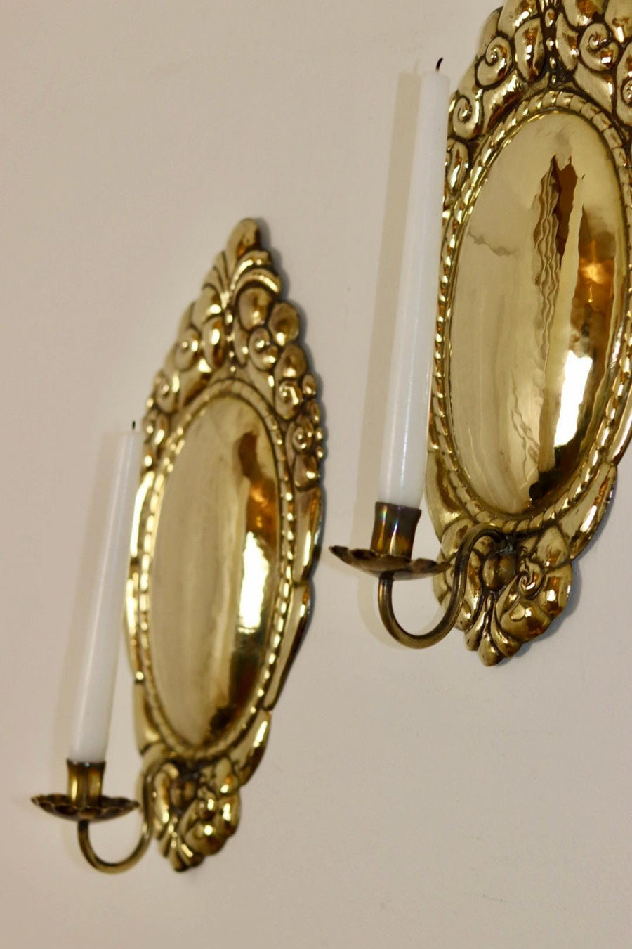 Pair Of Mid Century Swedish Brass Sconces