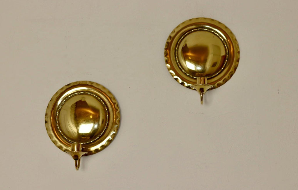 Pair Of Mid Century Swedish Brass Sconces