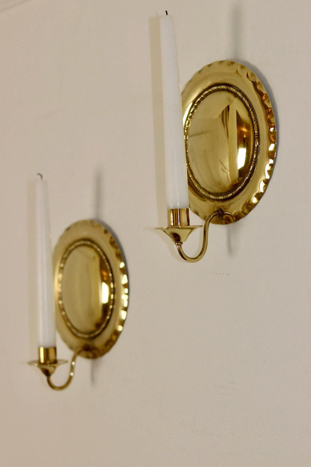 Pair Of Mid Century Swedish Brass Sconces