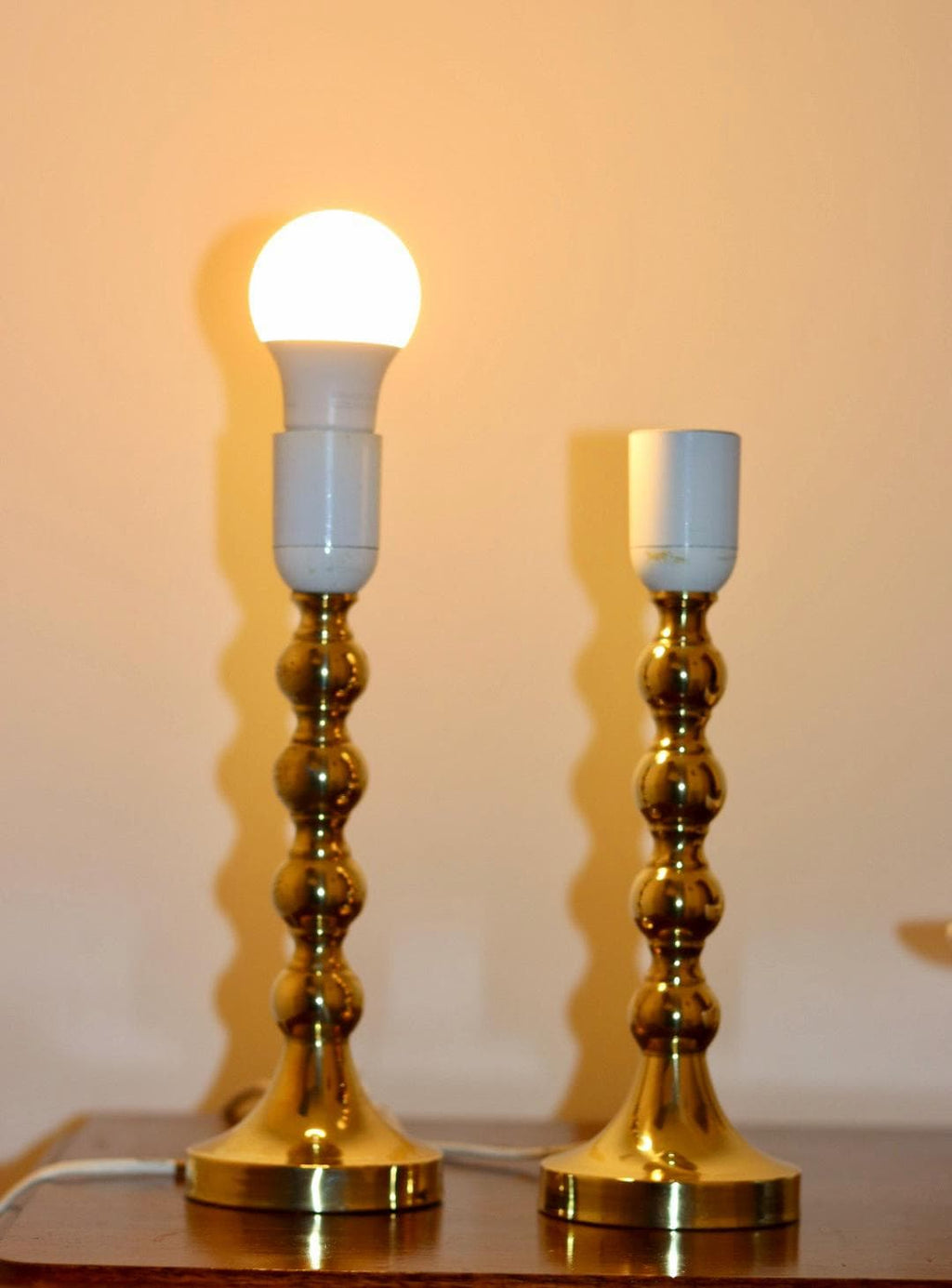 Pair of Mid Century Swedish Brass Lamps