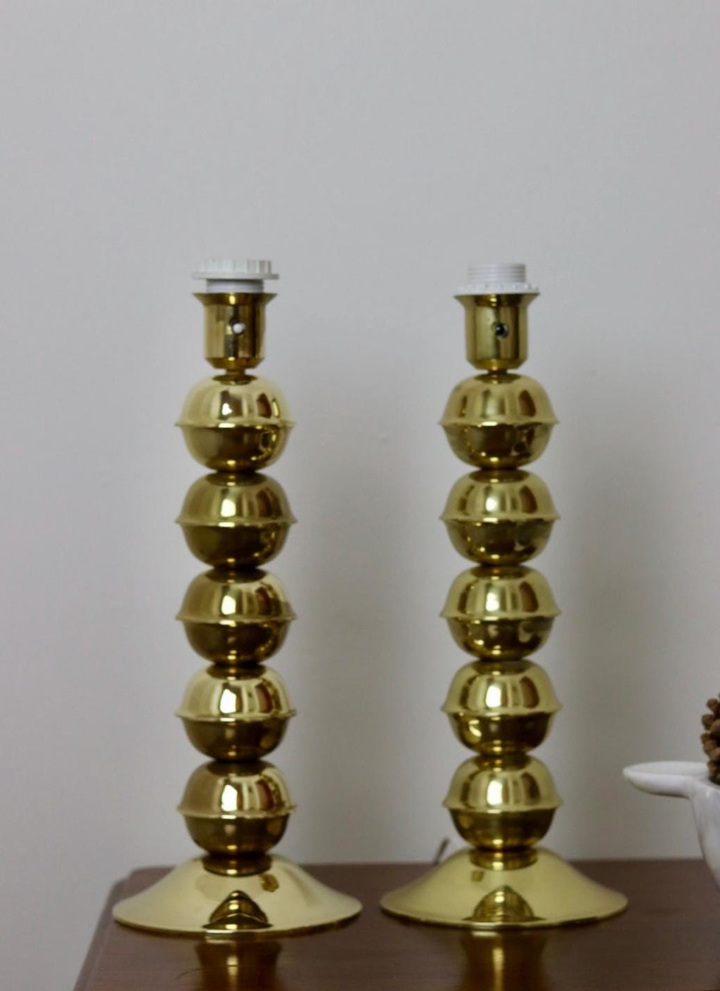 Pair Of Mid-Century Tall Swedish Brass Bobbin Lamps by  Kosta Elammatur, 1960/70's.