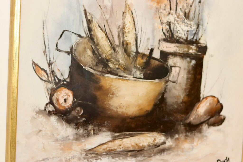 Swedish Mid-Century Oil on Canvas" Still Life Composition"