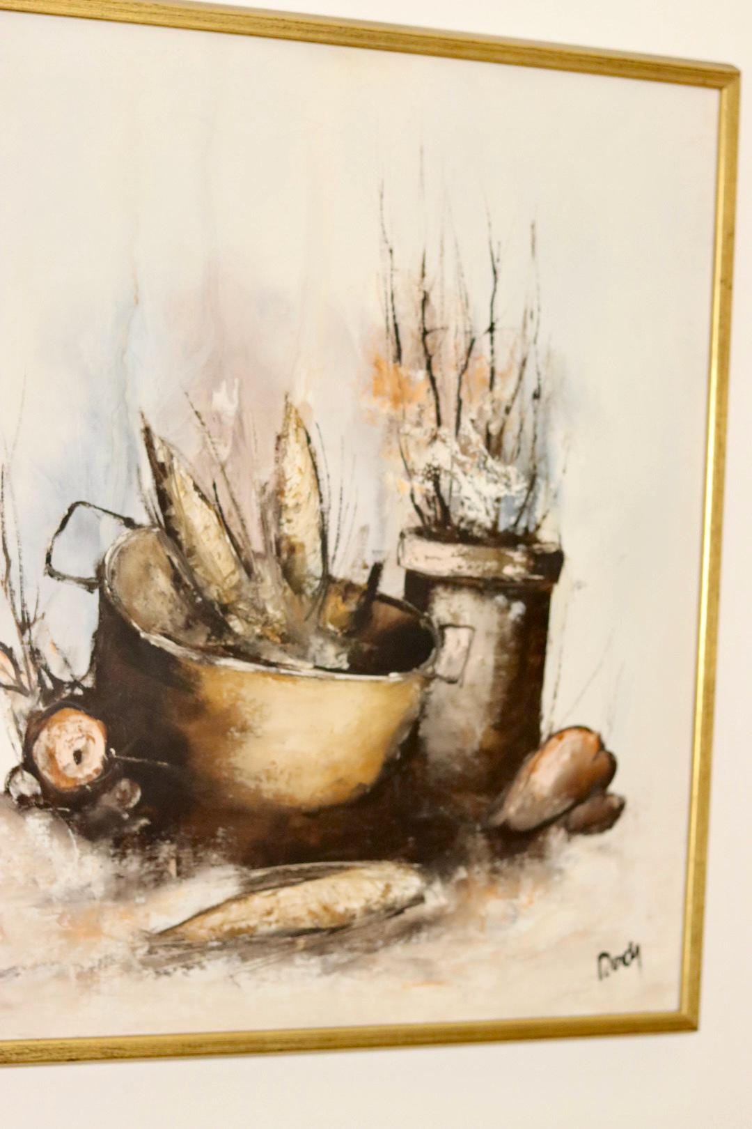 Swedish Mid-Century Oil on Canvas" Still Life Composition"