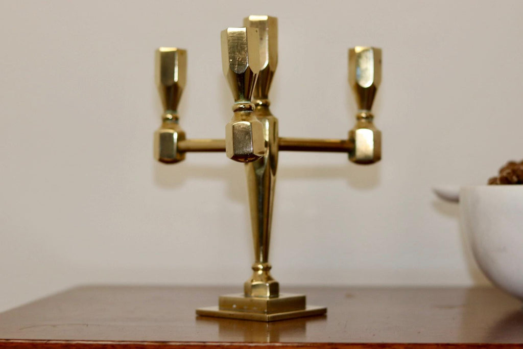 Four-Arm Swedish Brass Candelabra by Gusum