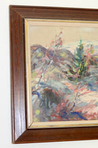 Swedish Mid-Century Oil Painting" Abstract Landscape "