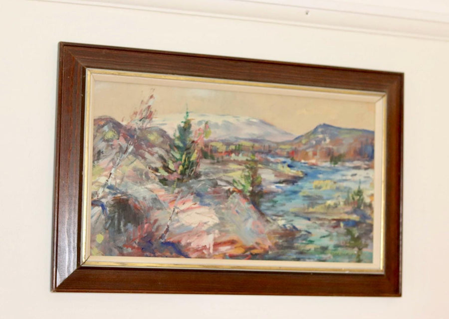 Swedish Mid-Century Oil Painting" Abstract Landscape "