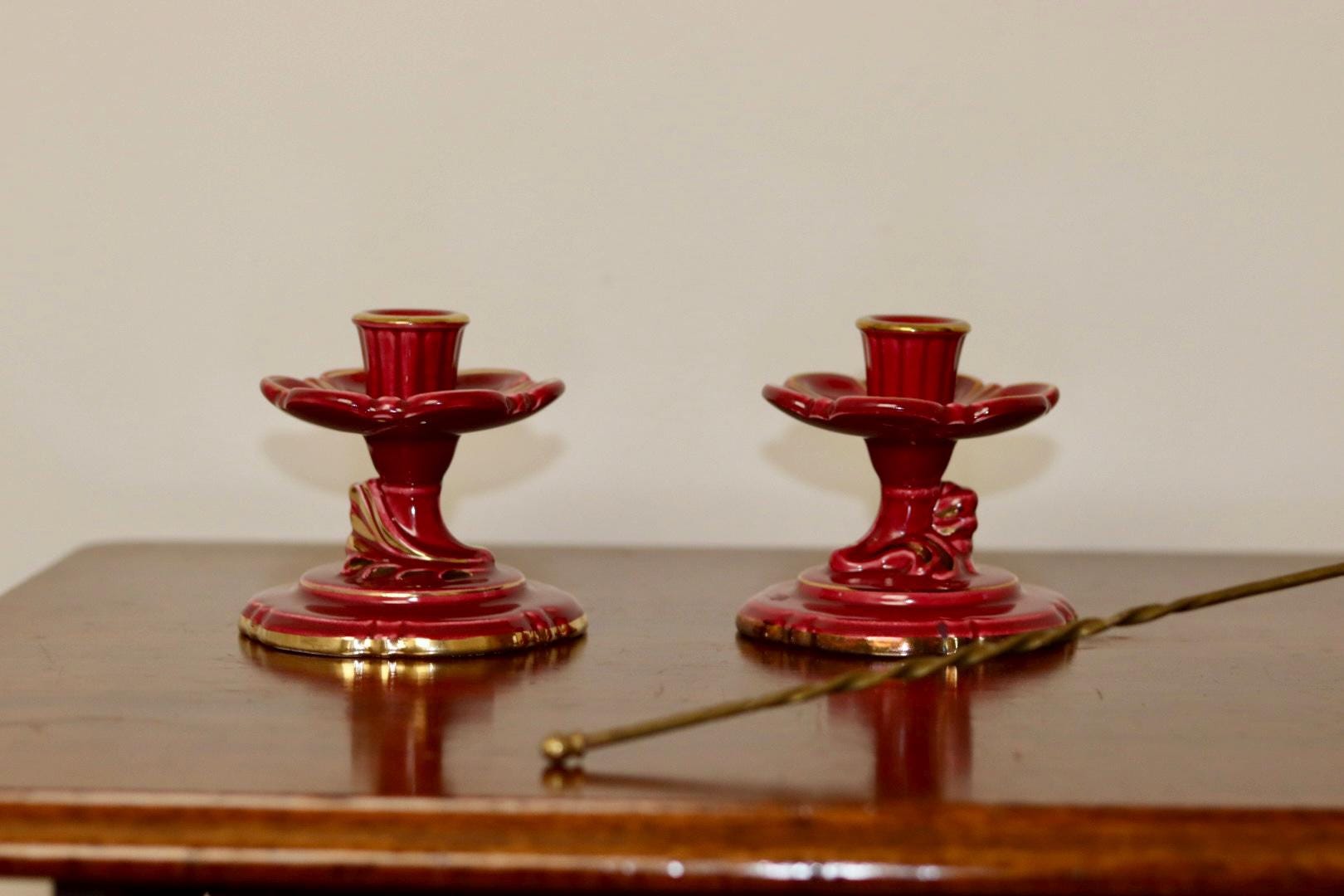 Pair of Vintage Swedish Ceramic Candleholders