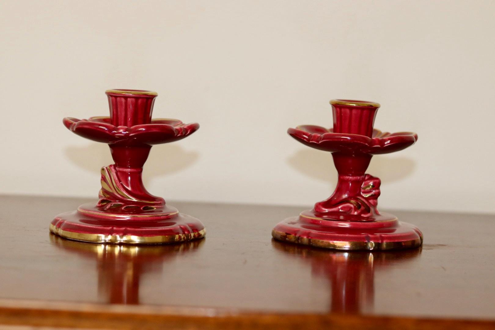 Pair of Vintage Swedish Ceramic Candleholders