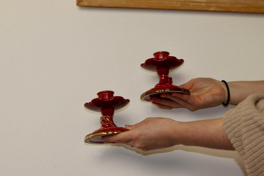 Pair of Vintage Swedish Ceramic Candleholders
