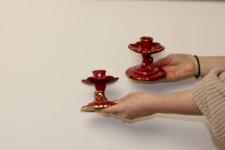 Pair of Vintage Swedish Ceramic Candleholders
