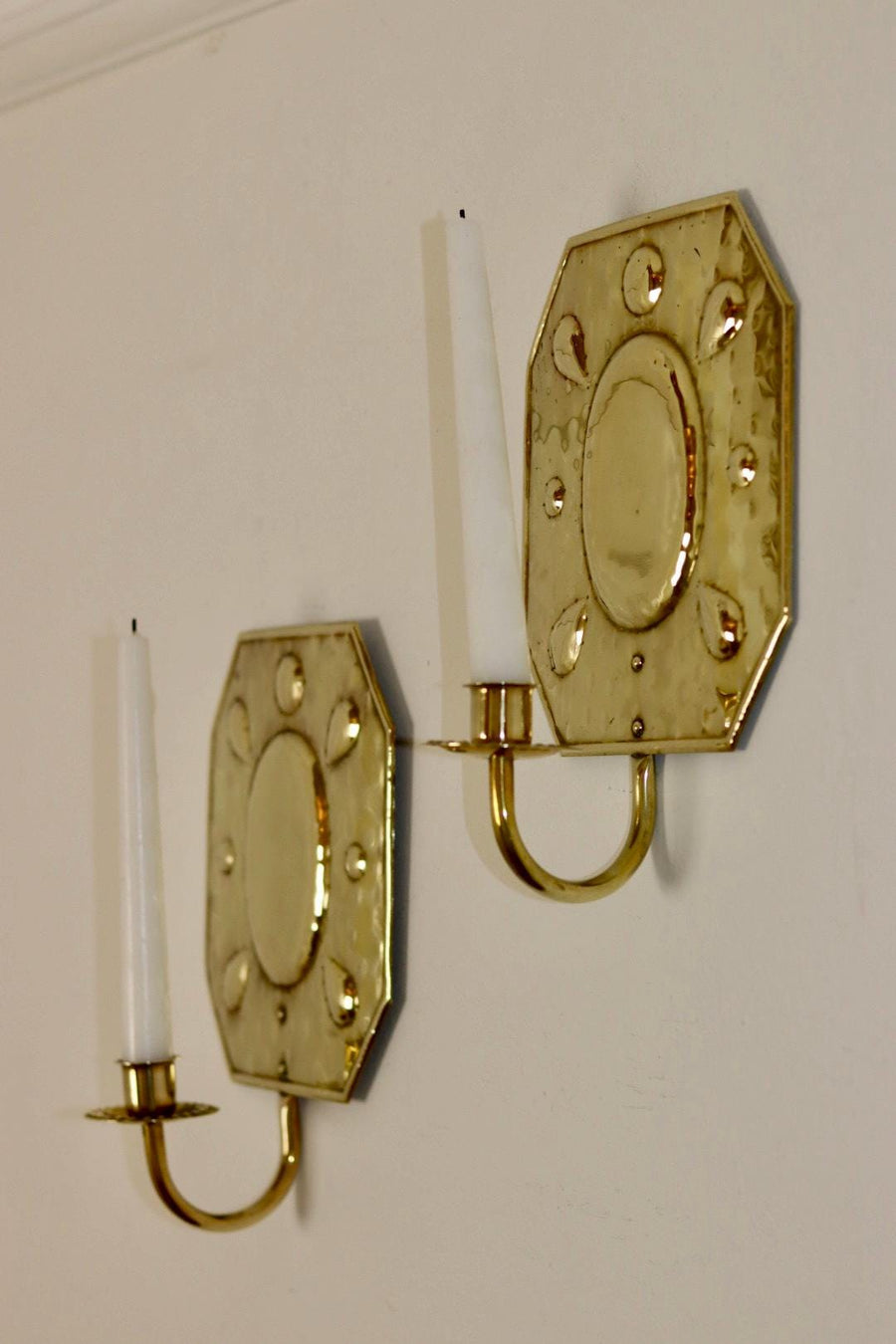 Pair Of Mid Century Swedish Brass Sconces