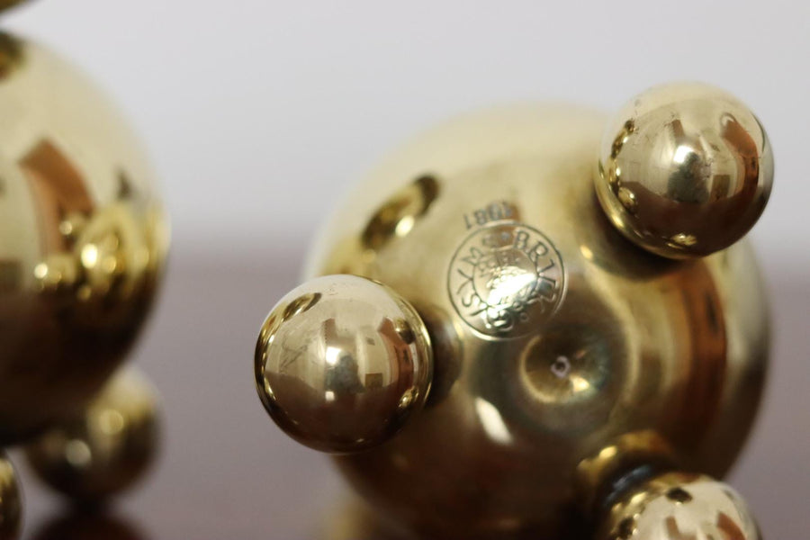 Pair of Mid-Century Swedish Brass Candle Holders By Gusum