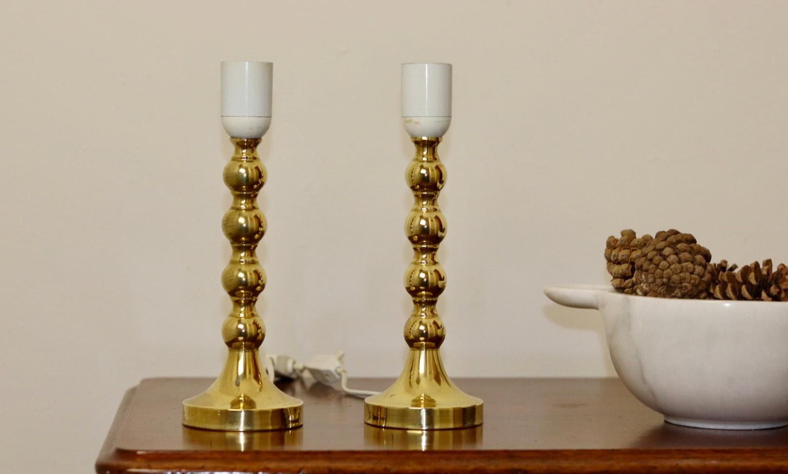 Pair of Mid Century Swedish Brass Lamps