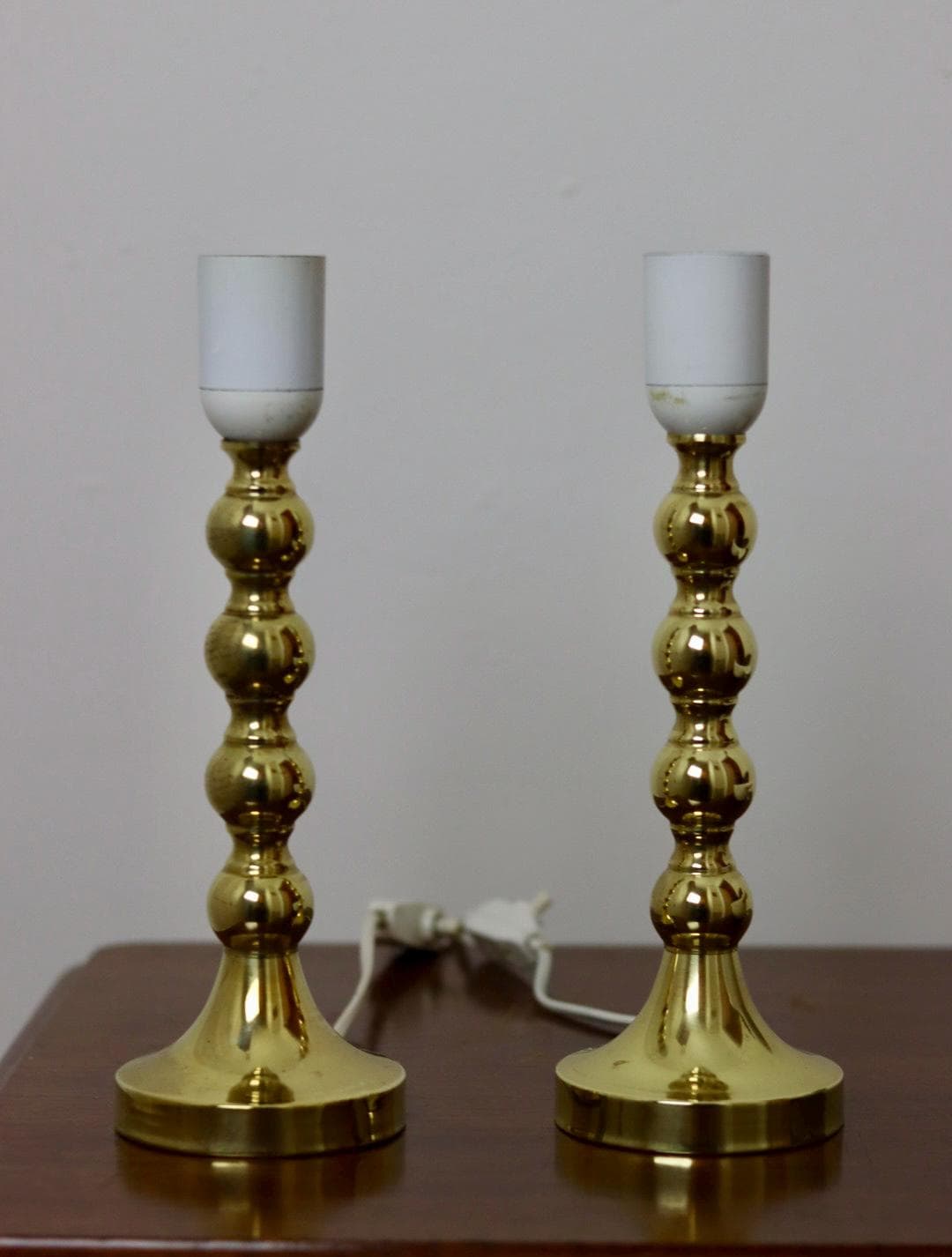 Pair of Mid Century Swedish Brass Lamps