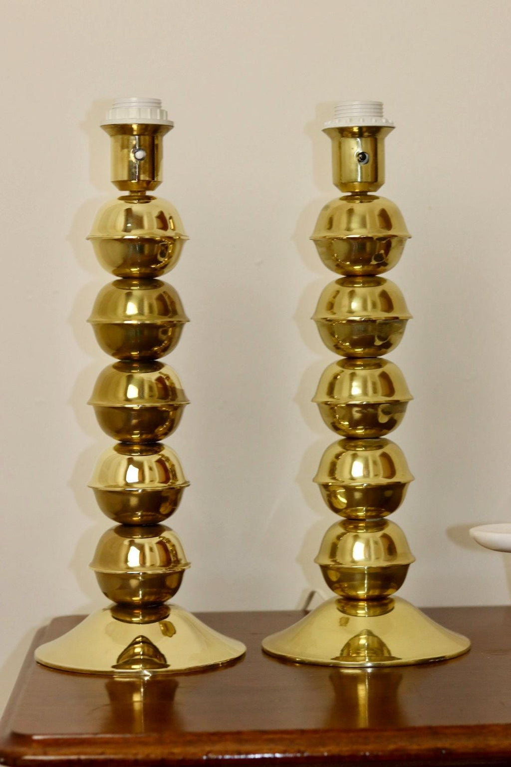 Pair Of Mid-Century Tall Swedish Brass Bobbin Lamps by  Kosta Elammatur, 1960/70's.