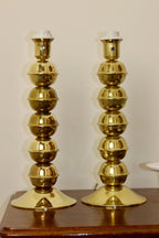 Pair Of Mid-Century Tall Swedish Brass Bobbin Lamps by  Kosta Elammatur, 1960/70's.