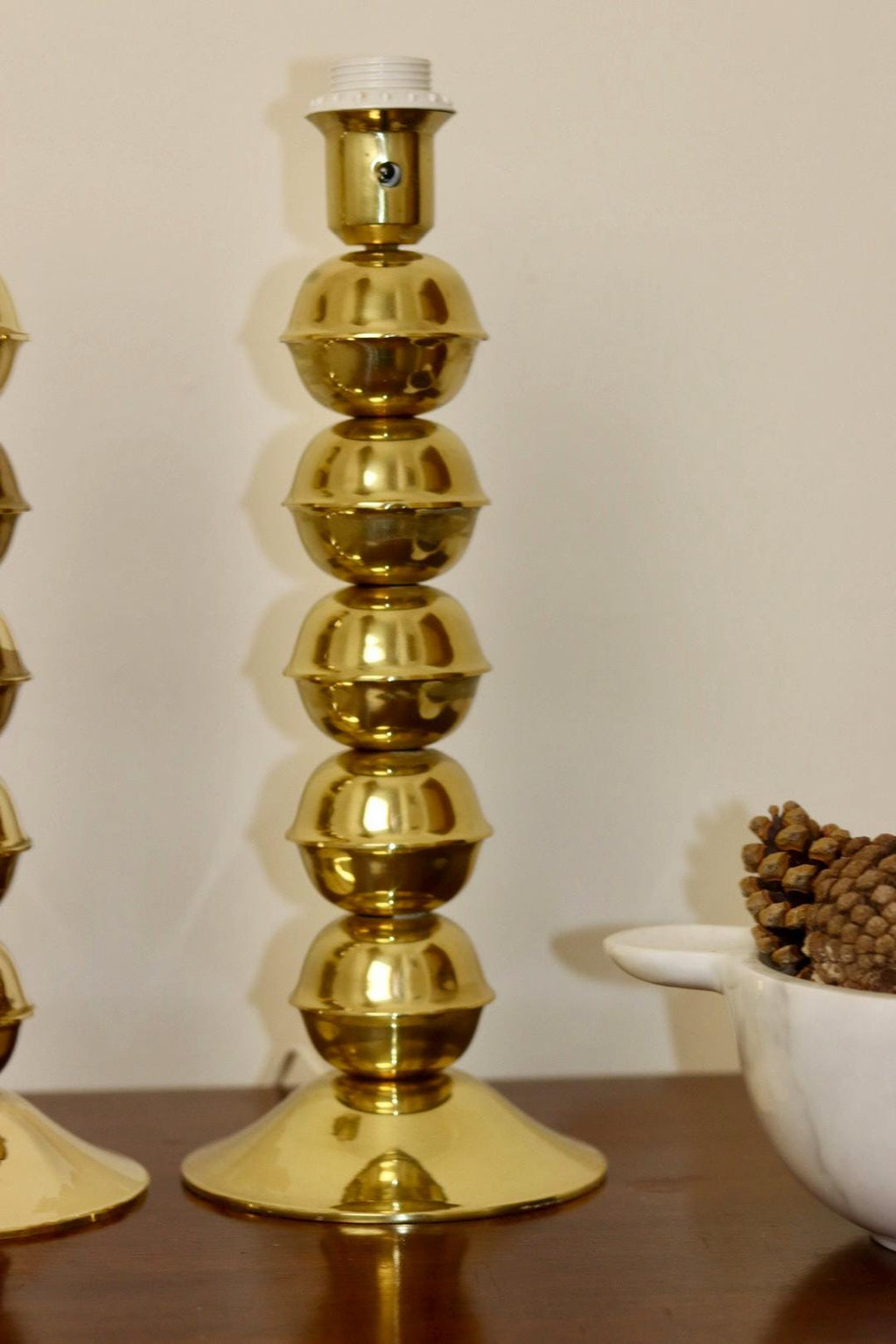 Pair Of Mid-Century Tall Swedish Brass Bobbin Lamps by  Kosta Elammatur, 1960/70's.