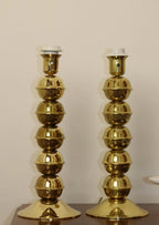 Pair Of Mid-Century Tall Swedish Brass Bobbin Lamps by  Kosta Elammatur, 1960/70's.