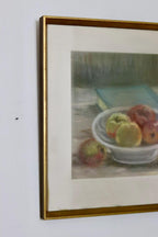 Swedish Mid-Century Pastel on Paper Painting" Still Life with Fruit Bowl "