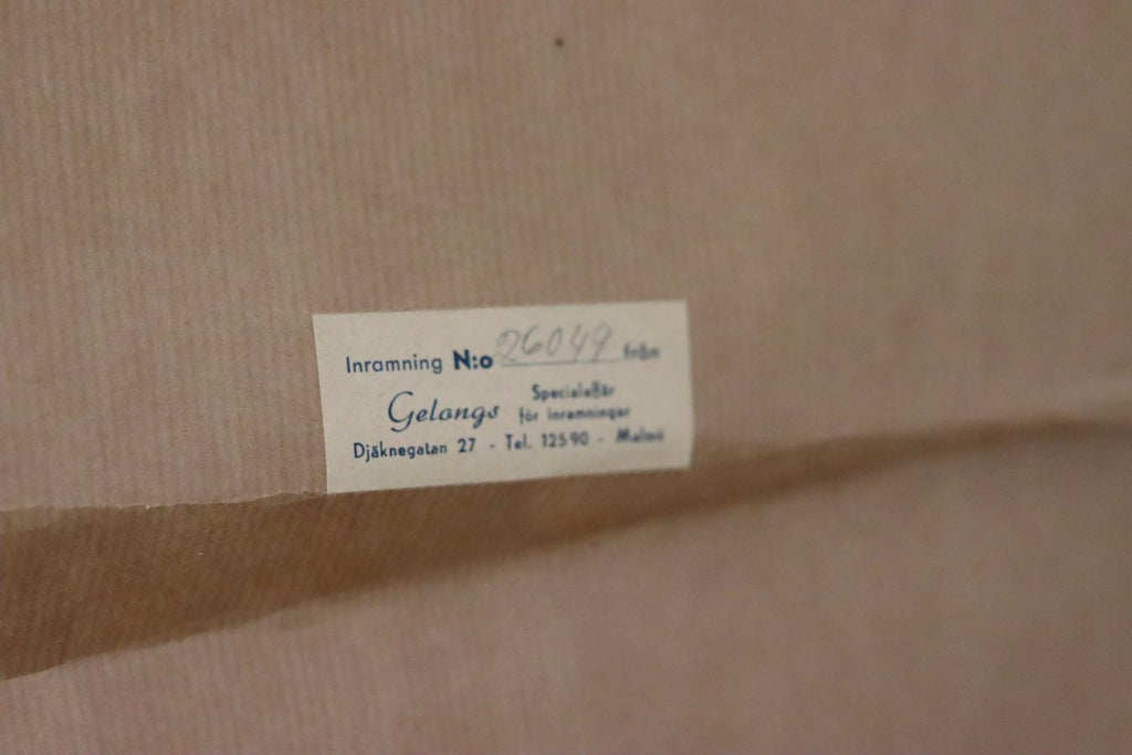 Swedish Mid-Century Pastel on Paper Painting" Still Life with Fruit Bowl "