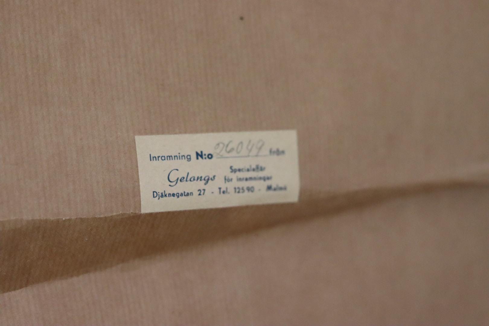 Swedish Mid-Century Pastel on Paper Painting" Still Life with Fruit Bowl "