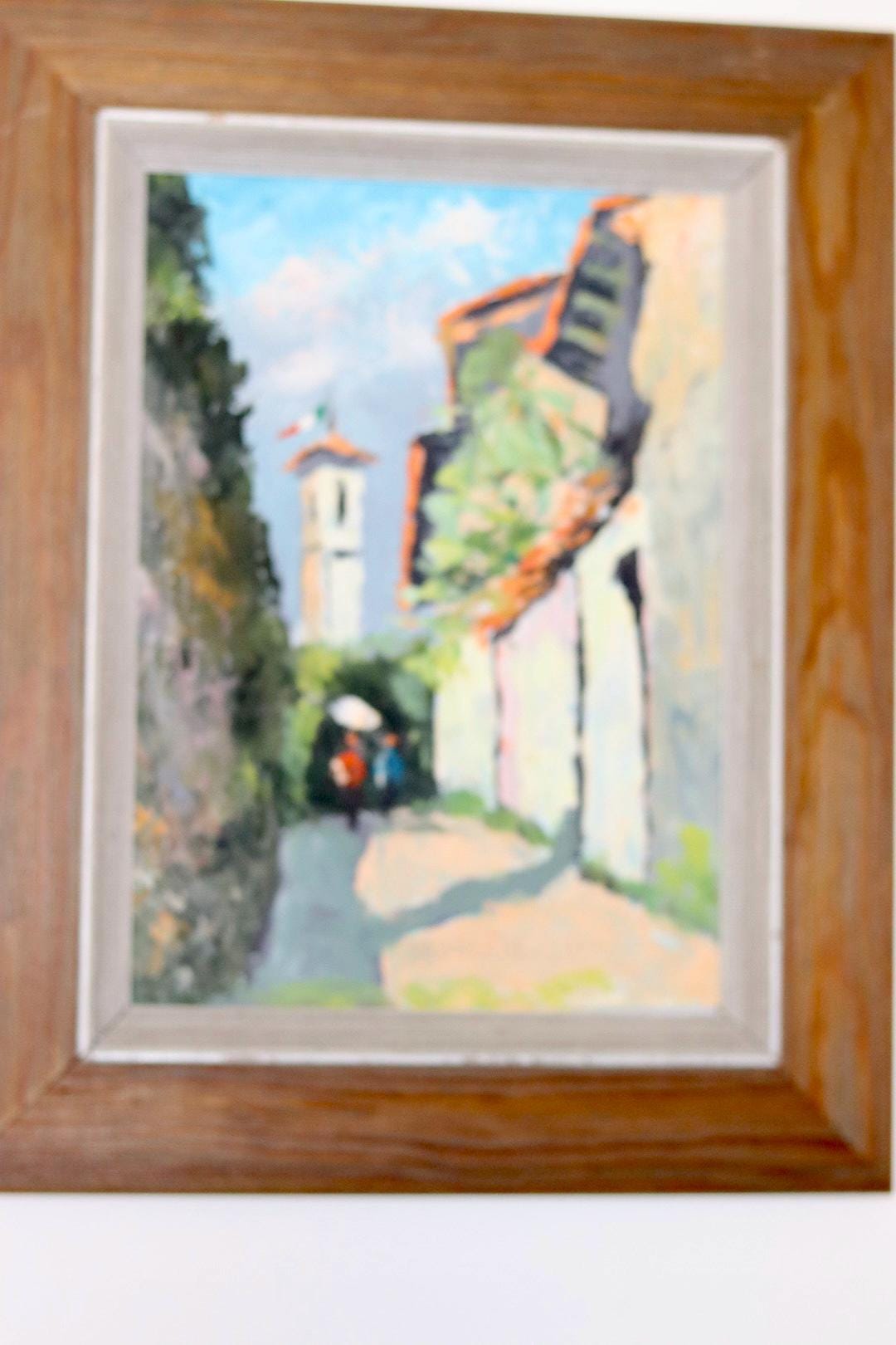 Swedish Oil On board Painting "Morcote" --Vintage & Framed