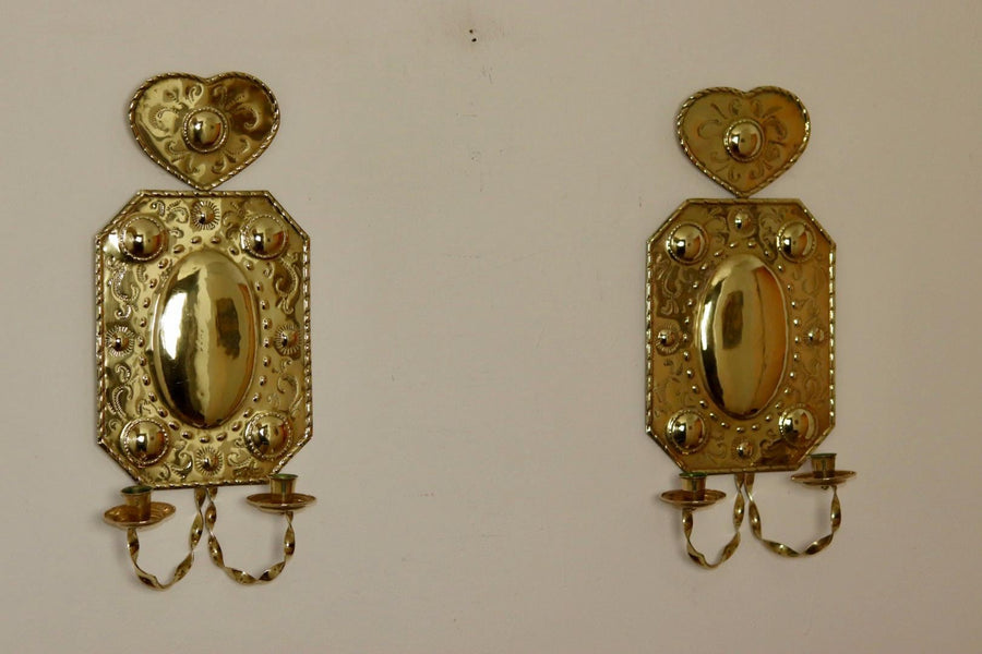 Large Pair Of Mid Century Swedish Brass Sconces