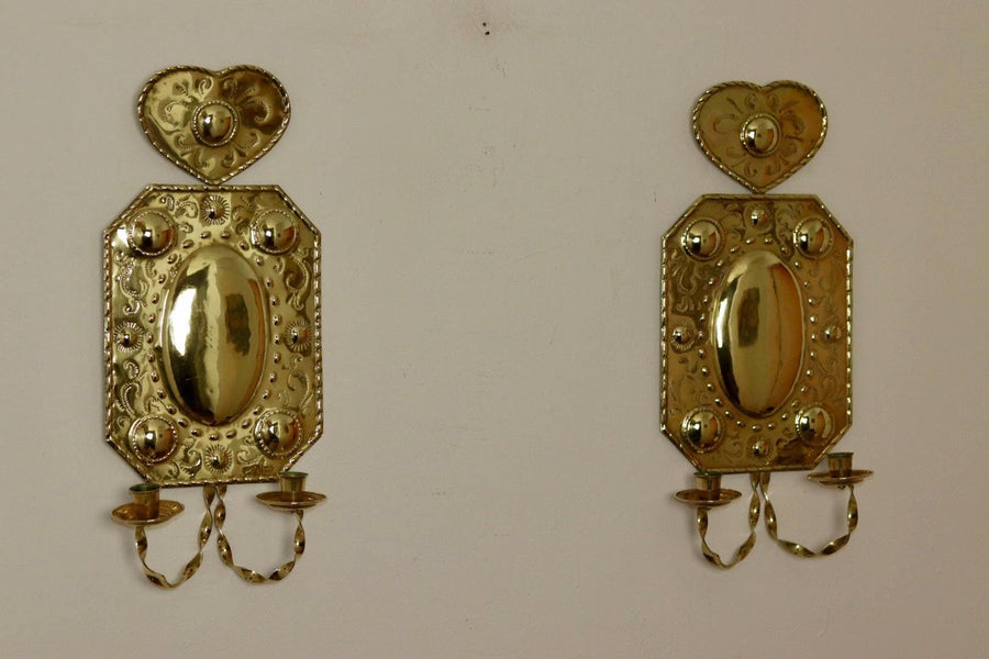Large Pair Of Mid Century Swedish Brass Sconces