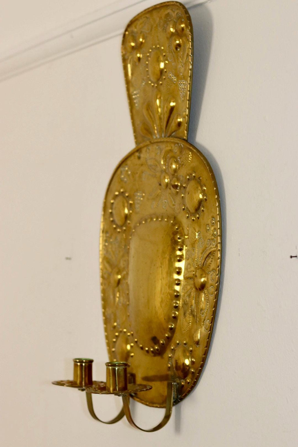 Baroque Style Large Mid-Century Brass Swedish Sconce