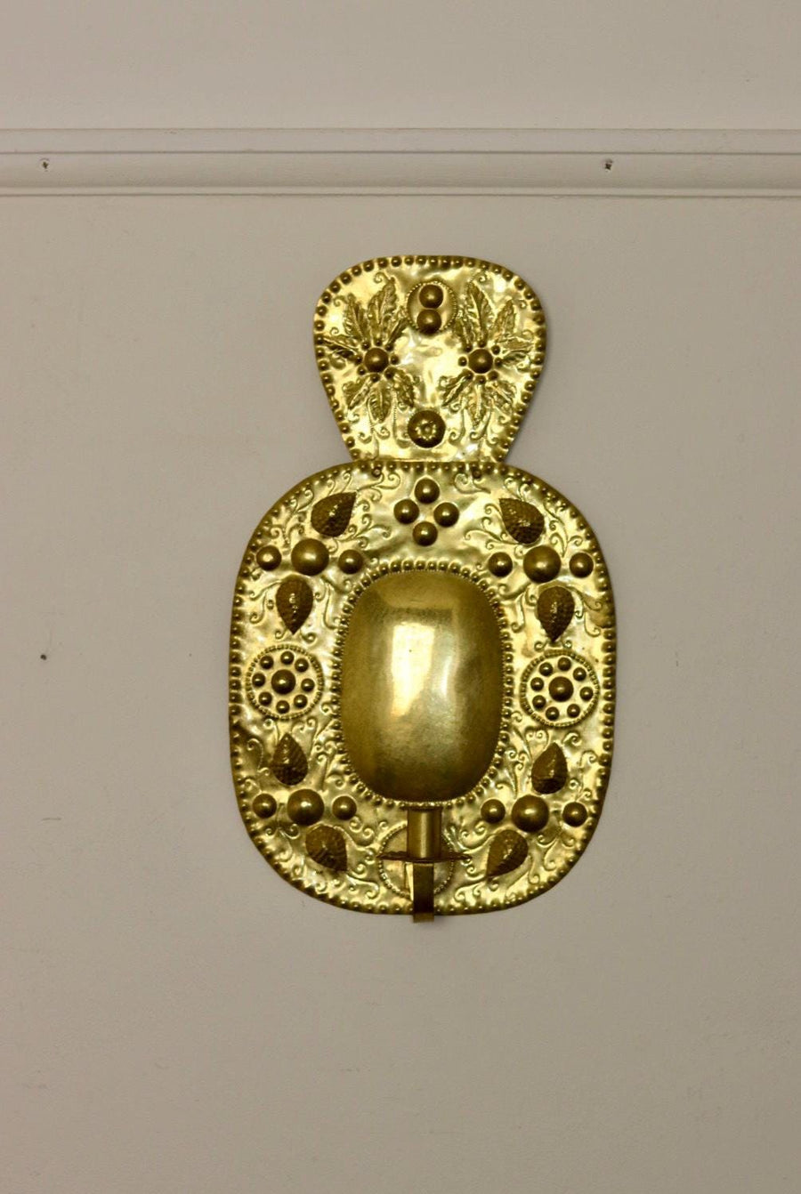 Baroque Style Large Mid-Century Brass Swedish Sconce