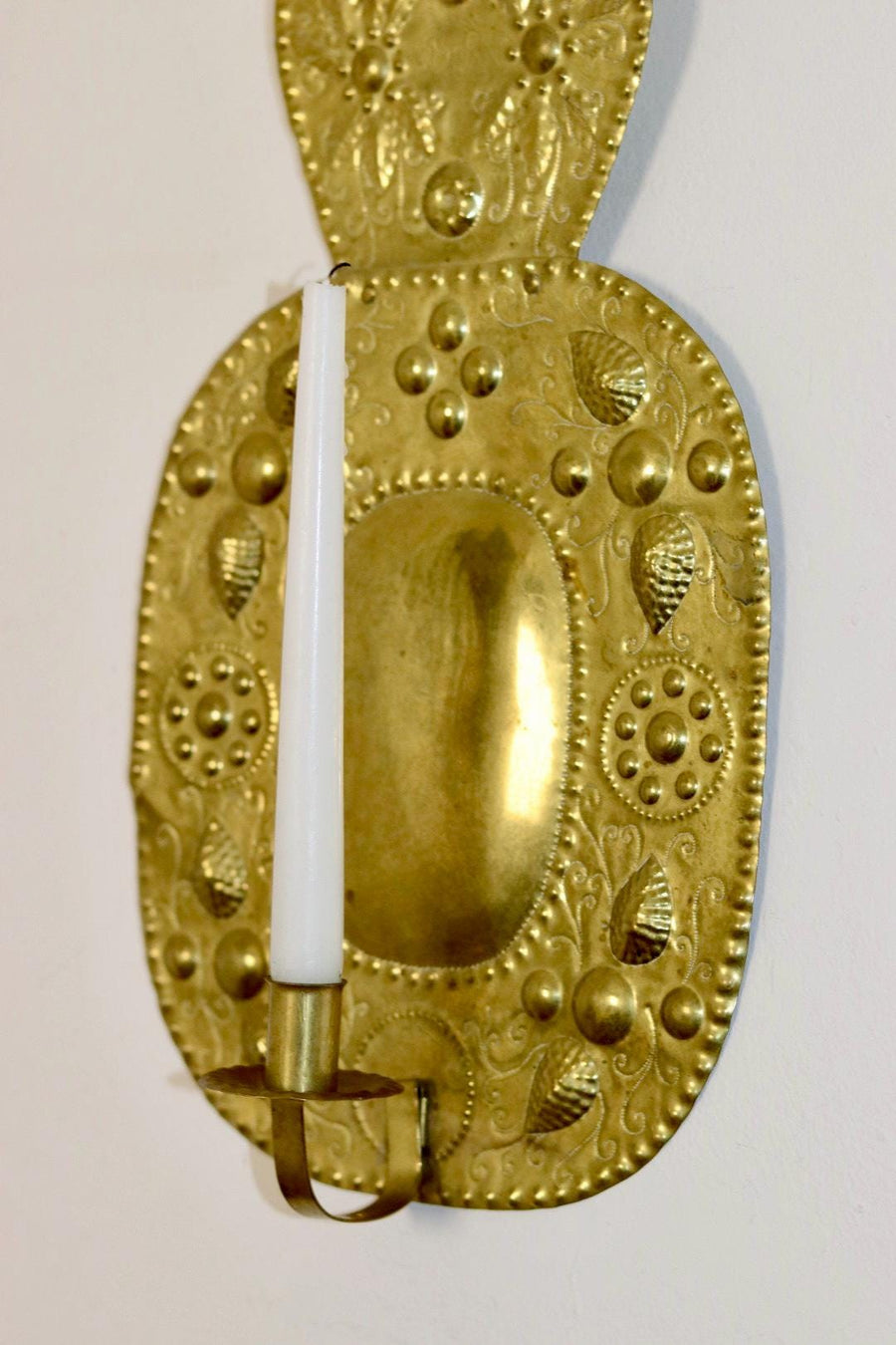 Baroque Style Large Mid-Century Brass Swedish Sconce