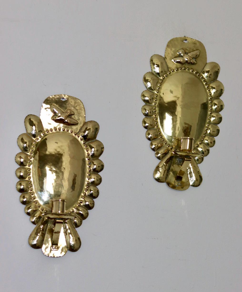 Pair Of Mid Century Swedish Brass Sconces