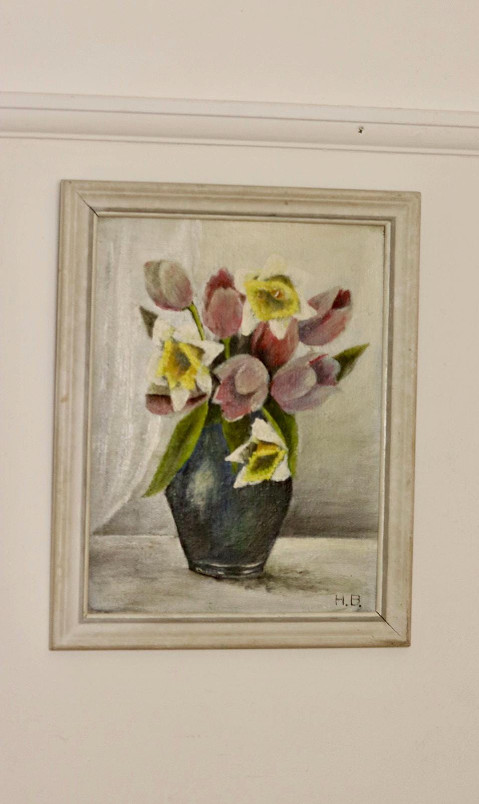 Swedish Oil On Panel Painting "Spring Bouquet"