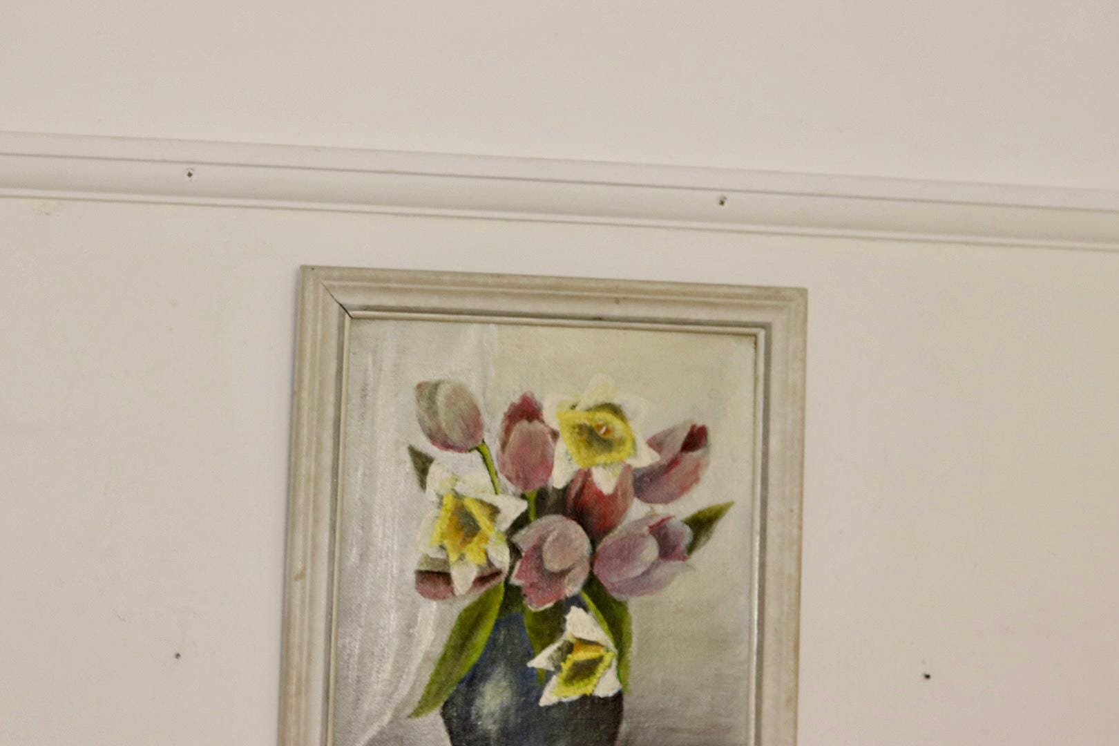 Swedish Oil On Panel Painting "Spring Bouquet"