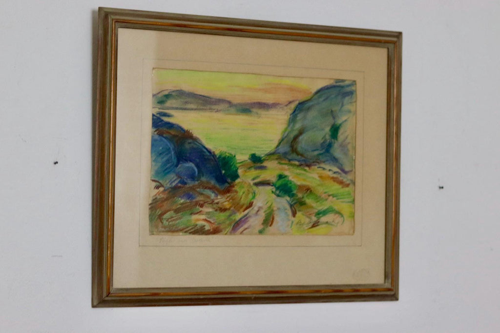 Swedish Watercolour on Paper "Sunset Valley"