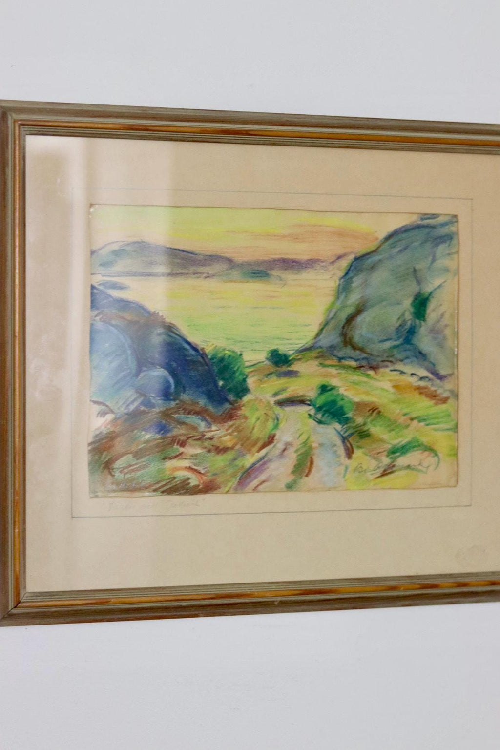 Swedish Watercolour on Paper "Sunset Valley"