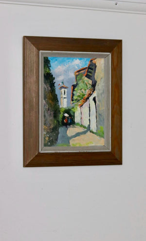 Swedish Oil On board Painting "Morcote" --Vintage & Framed