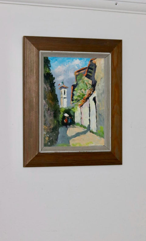 Swedish Oil On board Painting "Morcote" --Vintage & Framed