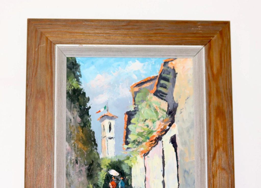 Swedish Oil On board Painting "Morcote" --Vintage & Framed